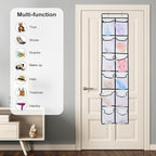 12 Large Pockets Over Door Hanging Shoe Organizer, White