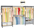 Coat Rack Clothes Wardrobe：Closet Organizer and Storage Clothing Garment Rack with Shelves Heavy Duty for Hanging Clothes Portable Adjustable Black 15.8" DX69 WX76.5 H