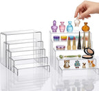 Fixwal 20pcs Large Acrylic Risers 4 Set Acrylic Display Stand Perfume Organizer Stands Clear Rectangular Dessert Table Display Set, Display Shelf for Show Cupcake, Figures, Jewelry, Toys