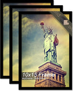 100% Solid Wood 10x15 Picture Frame Set of 3, Black Frame for 10 x 15 Inch Picture Poster Photo, Light Weight 10 by 15 HQ Matte Black Frame for Wall - 3 Pack/Black/10 x15