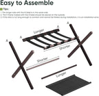2 Pack Luggage Rack, Folding Luggage Rack for Guest Room, Brown Bamboo Suitcase Stand Holds up to 131 lb, Luggage Stand with Storage Shelf for Hotel, Bedroom