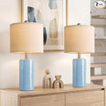 G-SAFAVA 20.5" Small Table Lamps for Living Room Lamp Set of 2 Ceramic Lamps for Bedroom Bedside Lamps Modern Boho Lamps for Night Stands Farmhouse Nightstand Lamp Side End Table Lamp, Light Blue