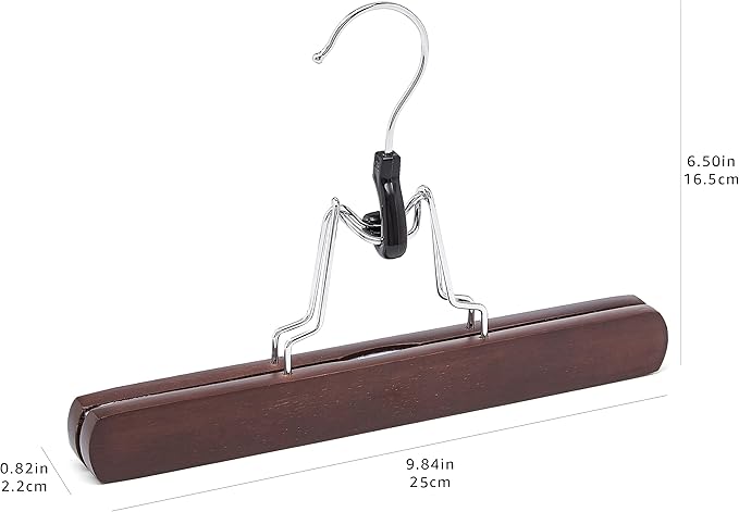 Amazon Basics Wooden Pants Hangers Closet Organizer, Cherry, 10-Pack