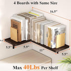 Love-KANKEI Corner Shelf Wall Mounted Set of 4, Floating Wall Shelves for Storage, Rustic Wood Hanging Shelves for Bathroom Kitchen Bedroom Living Room Display, Dark Brown