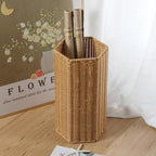 Wicker Umbrella Stand Basket Rattan Style Umbrella Storage Bucket for Home Entryway Office Woven Cane Holder for Walking Sticks and Yoga Mats