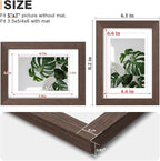 Egofine 5x7 Picture Frames Set of 4, Made of Solid Wood Covered by Plexiglass 3.5x5 and 4x6 with Mat or 5x7 without Mat, for Table Top Display and Wall Mounting Photo Frame Brown