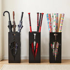 Square Metal Umbrella Stands, Umbrella Holder Rack for Entryway, Canes Walking Sticks Storage Bin Freestanding for Home Office Indoor Hotel Shop, 6.5" x 6.5" x 16.5", Black