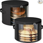 Ofiray-home 2 Pack Large Clear Hat Storage Boxes, Hold up to 7-9 Hats, Hat Organizer for Closet, Durable & Foldable, Hat Box with Carrying Handles for Round Brim, Wide-Brim, Cowboy, Sun Hat (Black)