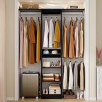 48" Closet Organizer System, 4FT Closet System for Small Closets with 4 Hanging Rods & 3 Shelves, 80"H Small Closet Organizers and Storage for Bedrooms, Cloakrooms, Black