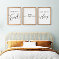 Set of 3 Framed Farmhouse Give it to God and Go to Sleep Signs 11x14” Above Bed Wall Decors for Bedroom Wood Signs (11x14 inches, Brown)