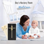 Tryuunion Baby Wall Cross Baptism Gifts for Boys and Girl, 7-inch Blessing Boy Baptism Crosses for First Holy Communion Christening and Dedication Baptismal Gifts (Gold Boy-7 in)