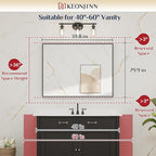 Keonjinn Gold Bathroom Mirror 40 x 30 Inch, Brushed Gold Mirror for Over Sink, Aluminum Alloy Framed, Square Corner, Modern Farmhouse, Large Rectangular Vanity Mirror for Wall(Horizontal/Vertical)