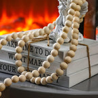 Jetec Decorative Display Books Hardcover, Faux Farmhouse Stacked for Coffee Tables Shelves with Wood Bead Tassels 58 Inch, 3 Pieces, White(Take Time to do, What Makes, Your Soul Happy)