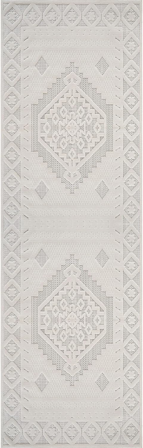 Modern Micro Loop Indoor Runner Rugs for Living Room Bedroom Kitchen Geometric Trellis White 2x7 Luxury Durable Low and High Pile Non-Shedding Stain Resistant Soft Area Carpet 2 x 7