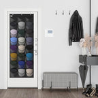 Unjumbly Baseball Hat Rack, 24 Pocket Over-The-Door Hat Organizer with Clear Deep Pockets to Display Baseball Caps Collection, Complete with 3 Over Door Hooks (Black, 24 Pockets)