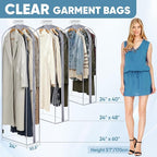 BALEINE 48'' Clear Garment Bags, 10.5'' Wide PEVA Suit Bag for Closet Clothes Dresses Suit Coats Storage (Clear, 9PK)