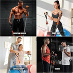 Resistance Bands with Handles, 175lb Exercise Bands for Working Out, Fitness Bands, Workout Bands with Door Anchor and Ankle Straps, Physical Therapy, Yoga, Strength Training Home Gym Equipment