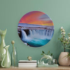 Waterfall Theme Decorative Ceramic Plate Round Porcelain Plate,10 inch,Winter Pattern,for Decorative Ornaments Giving Plates,1 Plate with 1 Display Stand,Blue White