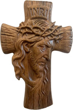 DAICAT Handcrafted Wooden Crucifix Wall Cross, Catholic Jesus Cross, Religious Wall Decor, Dark Brown Christian Cross for Home, Prayer Room, Church, Decor Dark Brown (Jesus 03)