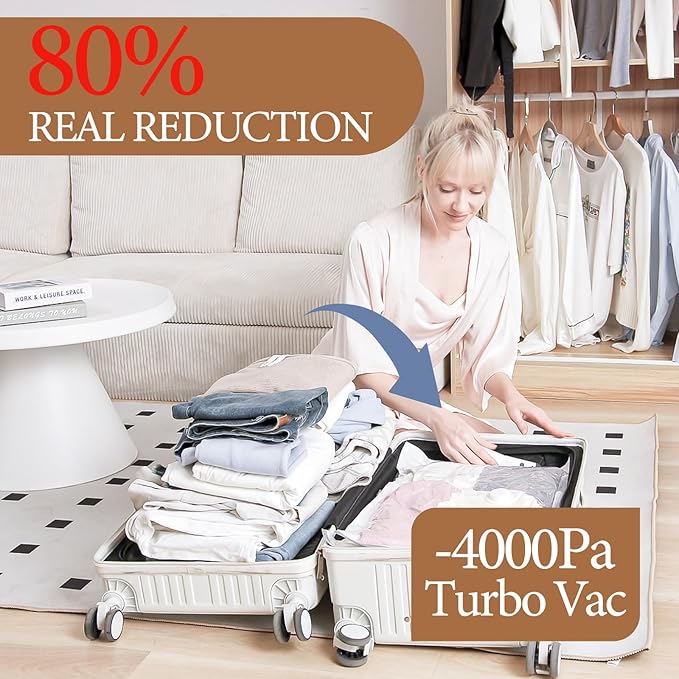 Vacuum Seal Bags for Clothing, 16 Pack Vacuum Storage Bags with Rechargeable Cordless Air Pump(4J+4L+4M+4S), Space Saver Bags for Clothes Blanket Duvets Pillows Comforters Travel