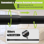 Closet Rod, 17 to 51 Inch Clothes Rods 1.3 Inches Heavy Duty Adjustable Closet Pole for Hanging Clothes and Heavy Duty Hanging Clothes Rod Bracket Closet Pole Support (Black)