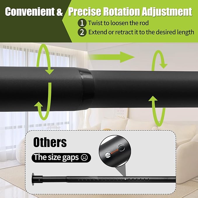 Closet Rod, 17 to 51 Inch Clothes Rods 1.3 Inches Heavy Duty Adjustable Closet Pole for Hanging Clothes and Heavy Duty Hanging Clothes Rod Bracket Closet Pole Support (Black)