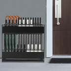 Commercial Metal Umbrella Rack Stand Sturdy Freestanding Umbrella Holder Large Capacity Organizer Suitable For Mall Hotel Office Lobby Corridor Household Entryway Storage Holds 24-46 Umbrella Black