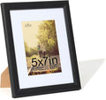 KTKDE 5x7 Picture Frame, Photo Frame Black with Real Glass for Picture 4x6 photo with Mat or 5x7 photo without Mat, Composite Wood Picture Frames for Table Top and Wall best gift