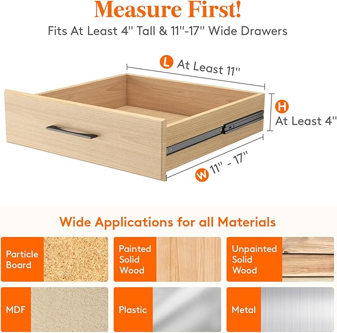 Lifewit 5 Pack 4" High Drawer Dividers 28-43.5cm/11-17" Adjustable Drawer Organizer for Clothes/Utensils, Expandable Drawer Separator in Dresser/Kitchen/Bedroom/Office Organization & Storage Beige