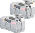 uxcell 2 Pcs Recliner Armchair Caddy, Couch Armrest Organizer with 14 Pockets for Bedside Sofa Remote Control Holder Magazine Phone Book Glasses (Gray, 20" x 7" x 9")
