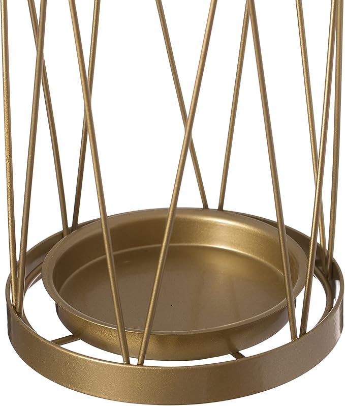 Vintiquewise Gold Umbrella Holder Stand for Entryway, Indoor & Outdoor Vertical Cane Stand with Drip Water Tray, Umbrella Stand Indoor