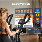 Elliptical Machine 16 Levels Resistance Built-in Blue Elliptical Trainers with LCD Monitor Smooth Quiet Driven 400lbs Capacity 15.5inch Stride Length