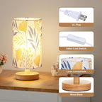 Fenmzee Ginkgo Table Lamp for Bedroom - Inline Control, Small Bedside Lamp with 3000K A15 LED Blub, Easy Assembly (Ginkgo Cream Shade, 9" Inline Control)