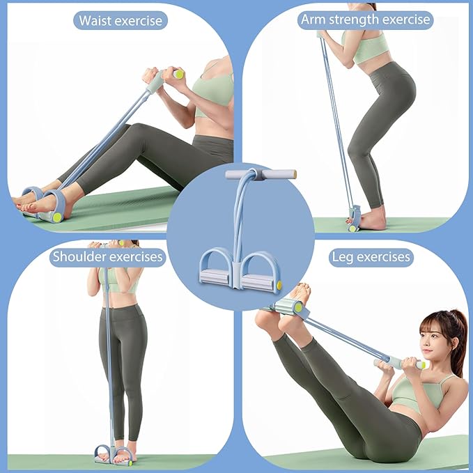 Foot Pedal Resistance Band,6-Tube Pedal Puller Resistance Rope,Yoga Elastic Exercise Bands, for Women Jump Fitness, Abdomen/Arm Weight/Waist/Leg Stretching Slimming Training