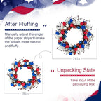 21" Patriotic Wreath for Front Door 4th of July Wreaths with Red White Blue Tulip Flowers&Berry for 250th Anniversary USA Memorial Day, Independence Day Home Porch Wall Outdoor Farmhouse Decoration