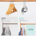 Coat Hangers 30 Pack, Plastic Clothes Hangers Non Slip with Rubber Grip, Heavy Duty Hanger with 360° Swivel Metal Hook, Ultra Thin Hangers Space Saving for Closet Organizer, White and Dark Gray