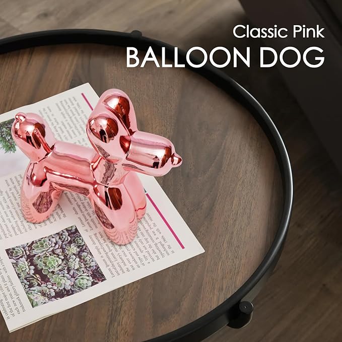 Notakia Cute Ceramics Balloon Dog Statue Crafts Living Room Desktop Decorations,Handmade Modern Small Ceramic Animal Statue Ornament Home Decor Accents