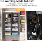 Grey 5-Tier Hanging Closet Storage Organizer - Space-Saving Dual-Row Foldable Shelves with 3 Hooks, Wardrobe Organizer for Dorm, Bedroom, Clothes and Accessories