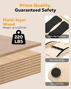 MoKo 2-in-1 Wooden Slant Board & Balance Board, 4 Adjustable Inclines Calf Stretcher for Knees, Ankles, Heels, Feet and Legs, Non-slip Stretch Boards Support up to 220lbs