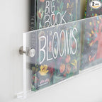 2-Pack Acrylic Magazine Holder Vinyl Records Holder, Display Floating Bookshelves Wall Mounted, Nursery Book Shelves Wall Decor Hanging Magazine Holder for Waiting Room, Living Room, Office