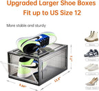 12 Pack Shoe Boxes Stackable,Upgraded Sturdy Shoe Storage Boxes with Clear Magnetic Door,Multifunctional Sneaker Storage, Shoe Box Organizer Fit up to US Size 12 Gray(13.8”x 9.84”x 7.1”)