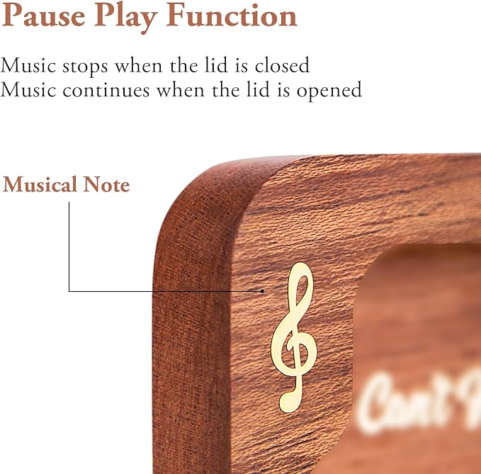 Cant Help Falling in Lov Wind Up Wooden Music Box, Vintage Musical Gifts for Birthday Christmas Valentine's Day Anniversary (Rosewood)