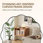 ANDY STAR Chrome Round Wall Mirror 30 inch, Polished Metal Frame Circle Bathroom Mirror in SUS304 Stainless Steel Frame, with Unique Modern Circular Wavy Design