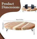 12 Inch Decorative Round Wood Riser for Display, Acacia Wood Pedestal Tray, Farmhouse Kitchen Decor Tray, Wooden Pedestal Stand for Home Decor, Kitchen Counter, Bathroom Countertop