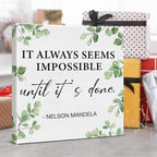 Inspirational Wall Art Motivational Painting Wall Decor for Office Living Room Bedroom, It Always Seems Impossible until It's Done Canvas Posters Art Work Gift (8 X 8 Inches, Framed)