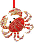 SICOHOME Crab Ornaments for Christmas Tree - Coastal Sea Ocean Hawaii Beach Themed Christmas Hanging Ornament with Rhinestones for Christmas Tree Gifts for Ocean Love rand Nautical Enthusiast Red