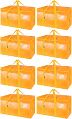 BALEINE 8-Pack Oversized Moving Bags with Reinforced Handles, Heavy-Duty Storage Tote for Clothes, Moving Supplies (Light Yellow, 8-Pack)