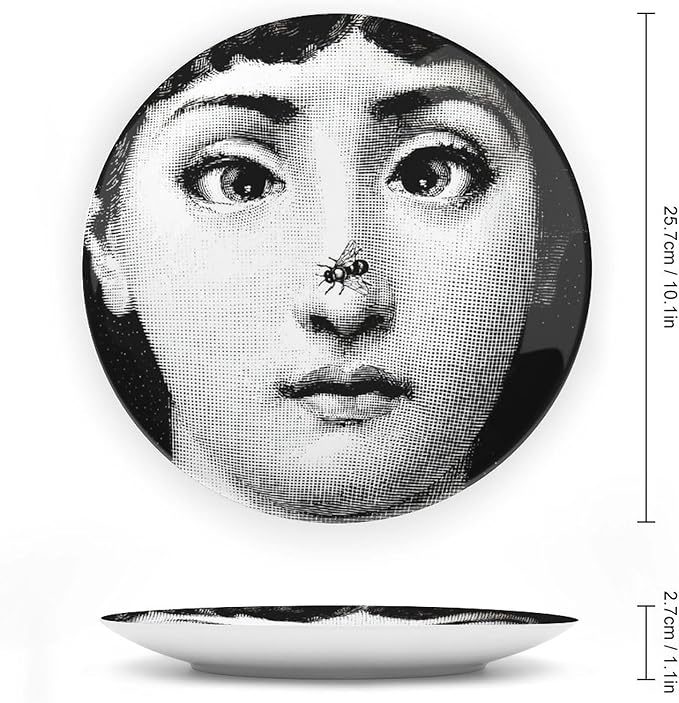 Lina Cavalieri Plate, Wall Decorative Plate, Mysterious Face Plate Wall Hanging Decoration,Including Bracket And Special Spring HooK,style-4,10inch