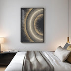 Framed Black and Gold Abstract Wall Art, Modern Luxury Bright Prints Paintings Artwork for Walls, Contemporary Gold Circle Pictures for Living Room Entryway Hallway Dining Bedroom Wall Decor 24x36 In