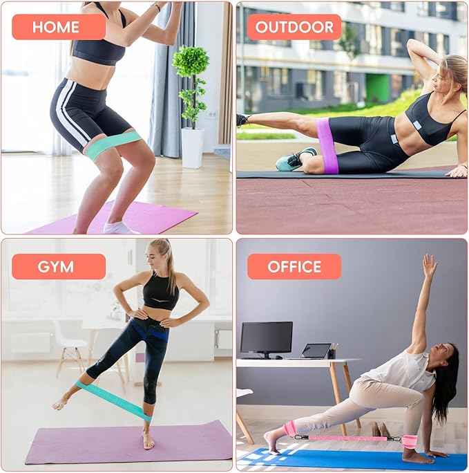 11 Pcs Ankle Resistance Bands with Cuffs, Glutes Workout Ankle Weights for Women Working Out, Exercise Bands Set with Ankle Straps for Leg Butt Exercise Equipment - Perfect for Home Workouts